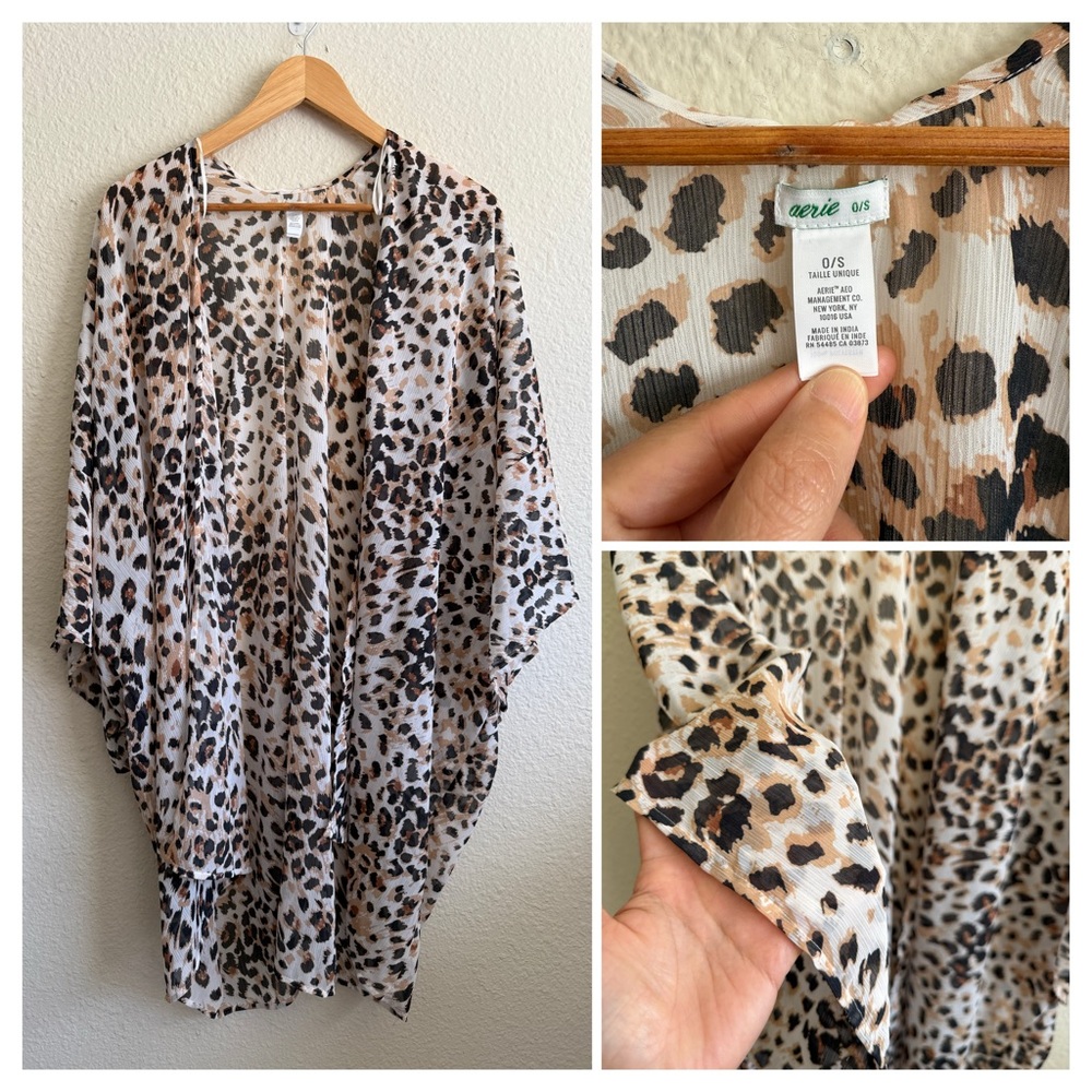 Aerie Leopard Print Kimono-Size 0/S